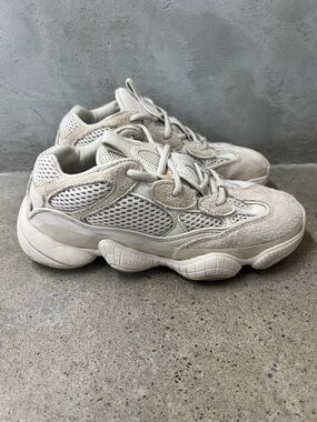 Yeezy Boost 500 Chunky Mesh Suede Sneakers in Off-White/Cream